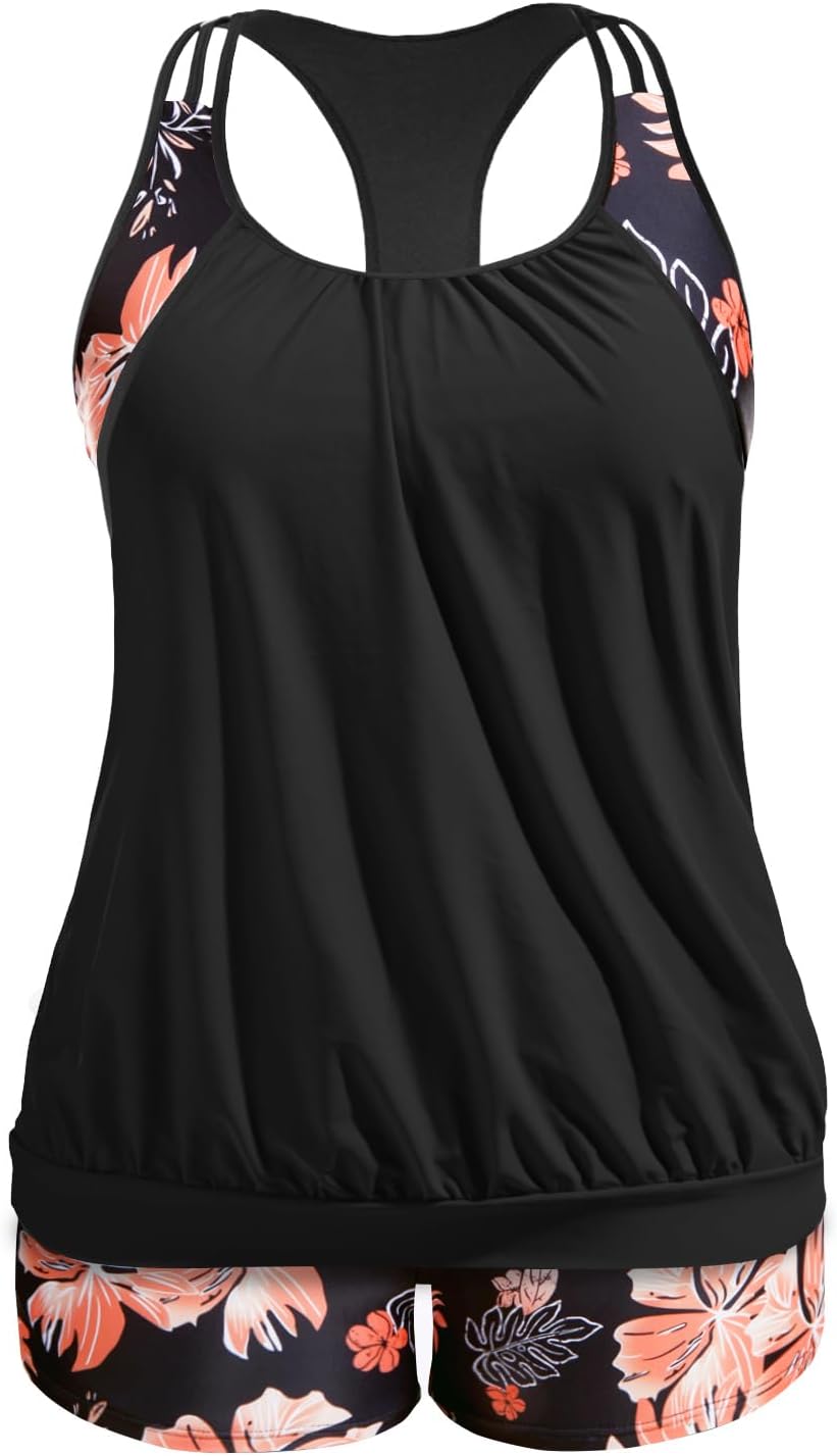 Holipick Plus Size Tankini Swimsuit for Women with Tummy Control