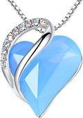 Leafael Birthstone Heart Crystal Pendant Necklace for Timeless Love