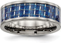 Diamond2Deal Titanium 8 mm Polished Blue Carbon Fiber Inlay Ring Other
