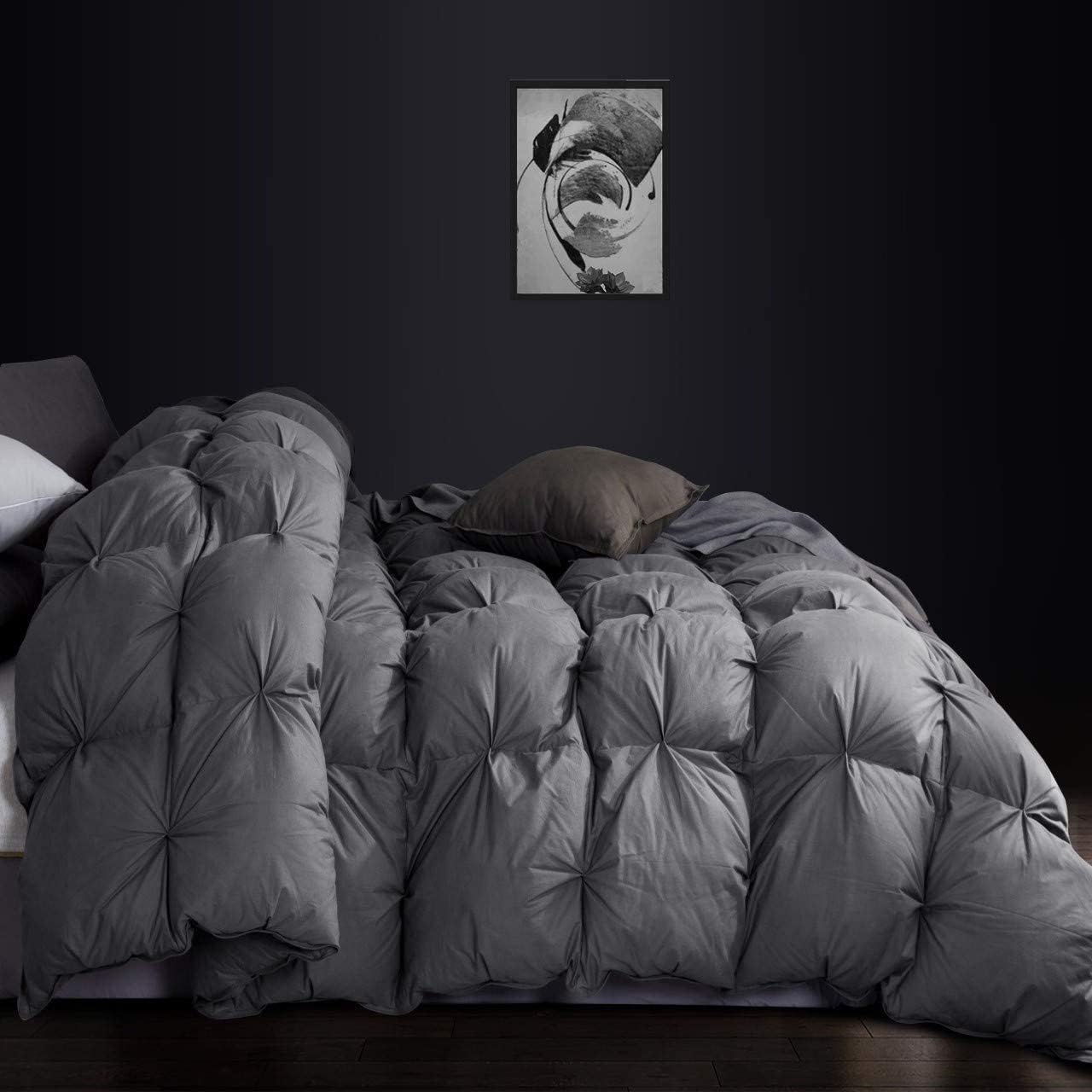 Luxurious Goose Down Feather Fiber Comforter for California King