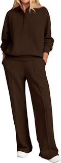 Women Fall 2 Piece Outfits Sweatsuit Tracksuit - Cozy Travel Set