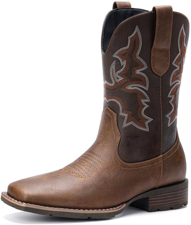 Stylish Suokdil Cowboy Boots for Men - Durable Retro Footwear