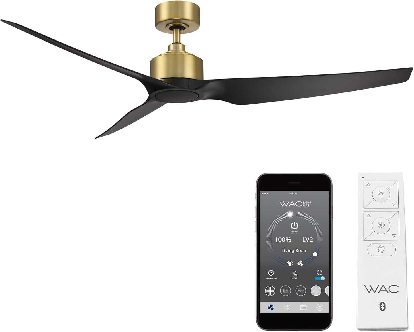 Smart Home Ceiling Fan 60in Soft Brass Matte Black