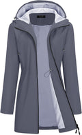 Rain Jacket Women Lined Waterproof Hooded Trench Coat - Lightweight