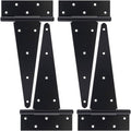 12 Inch T-Strap Gate Hinges - Heavy Duty Black Tee Hinges for Gates