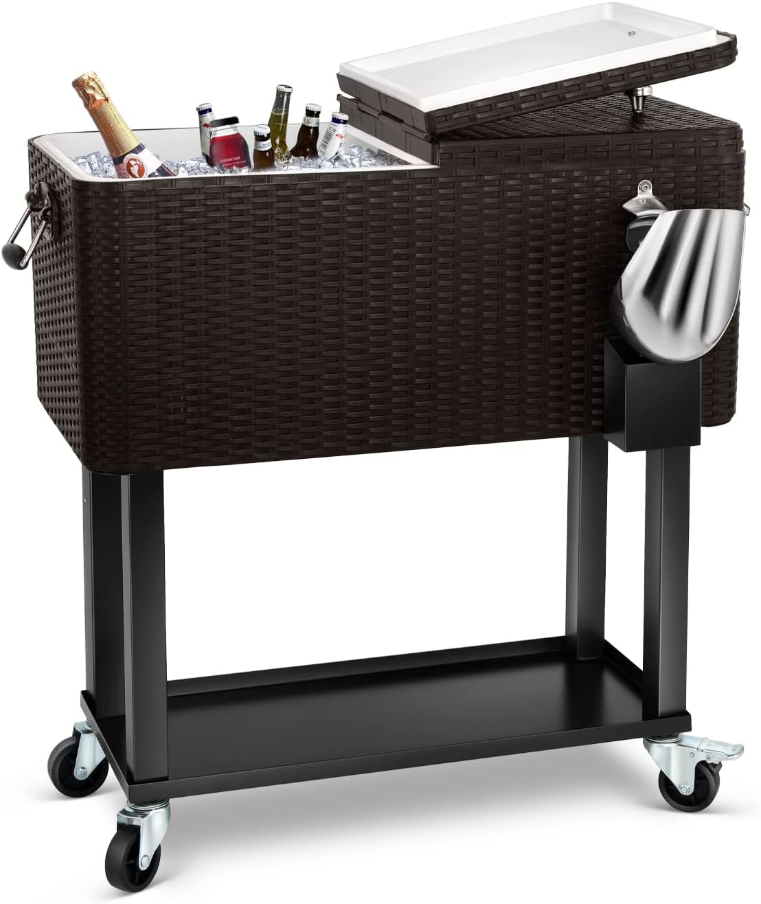 EDOSTORY 80 Quart Rolling Ice Chest Cooler for Outdoor Parties