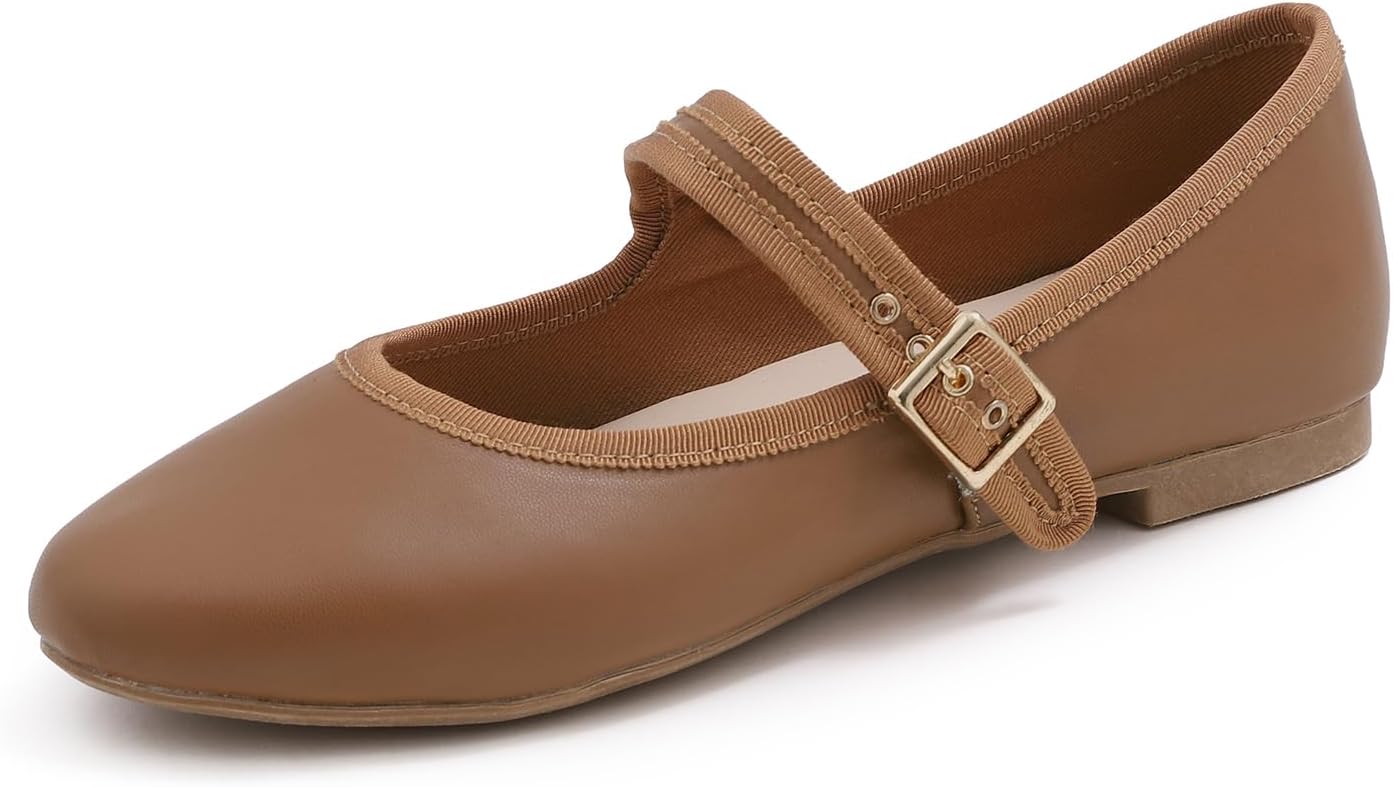 FEVERSOLE Women's Soft Cushion Extra Padded Mary Jane Flats