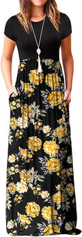 Stylish Women's Short Sleeve Maxi Dress with Pockets for Summer