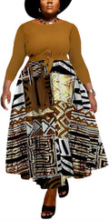 Women's Plus Size Wrap V Neck Maxi Dress with Belt - Comfortable Fall