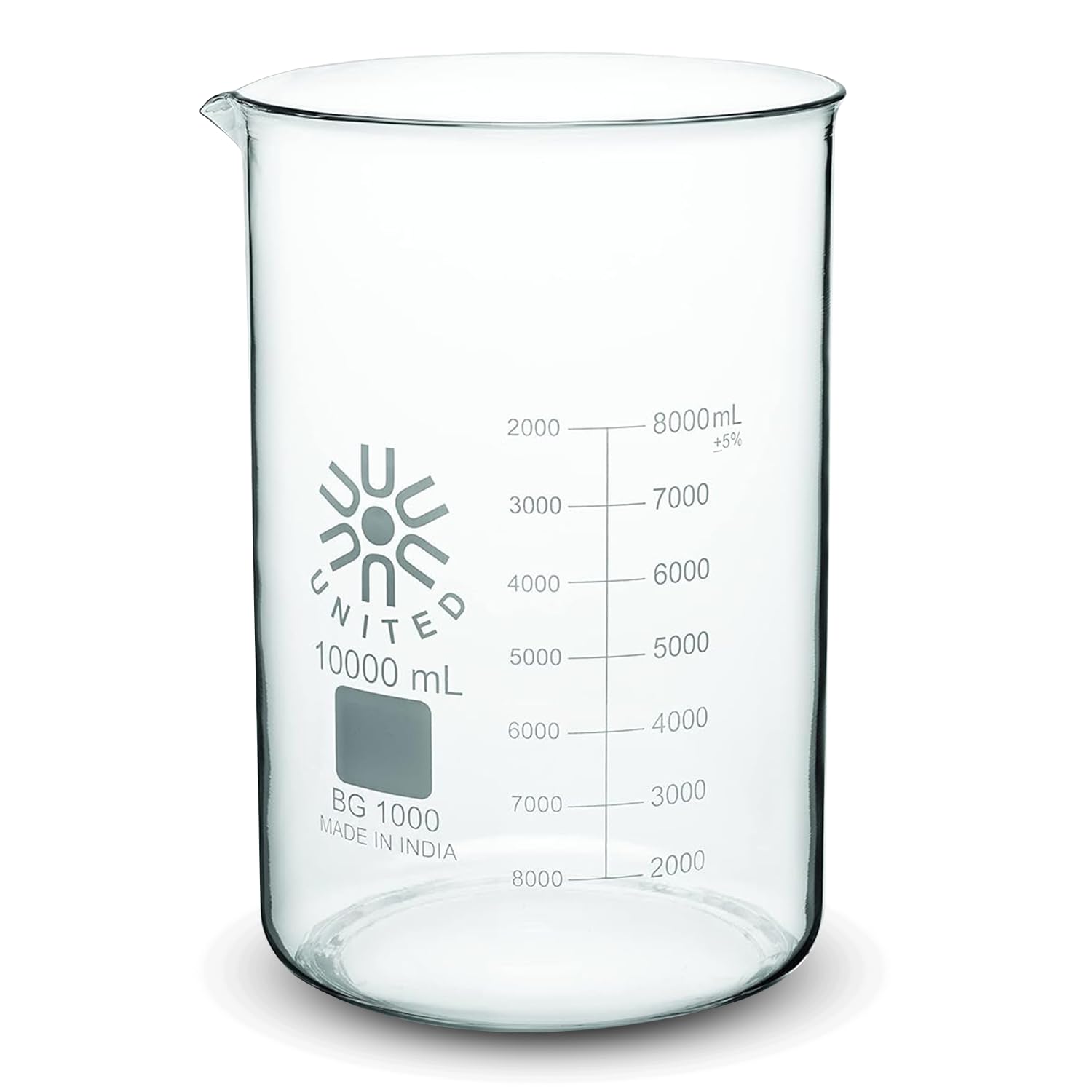 10 Liter Low Form Griffin Beaker for Lab Use - 3.3 Glass