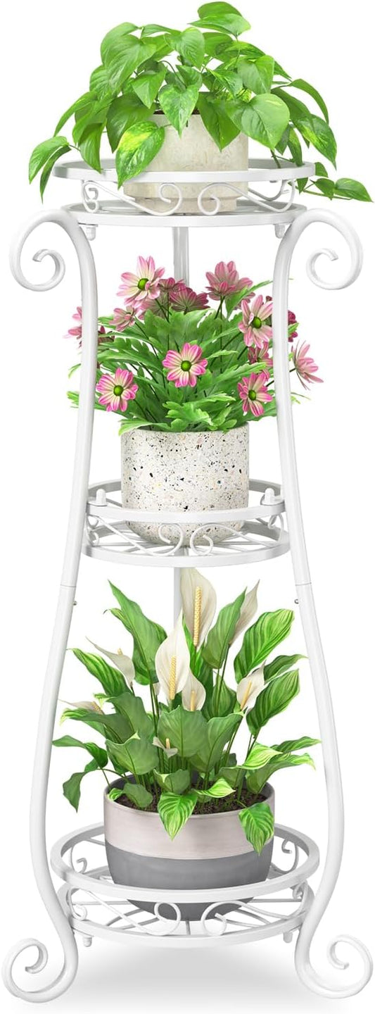 3 Tier Metal Plant Stand for Indoor Outdoor Use, 34 Inch Tall