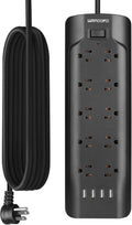 15ft Extra Long Cord Power Strip Surge Protector - 10 Outlets, 4 USB