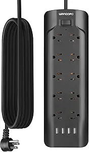 WANDOFO 15ft Extra Long Cord Power Strip Surge Protector Review