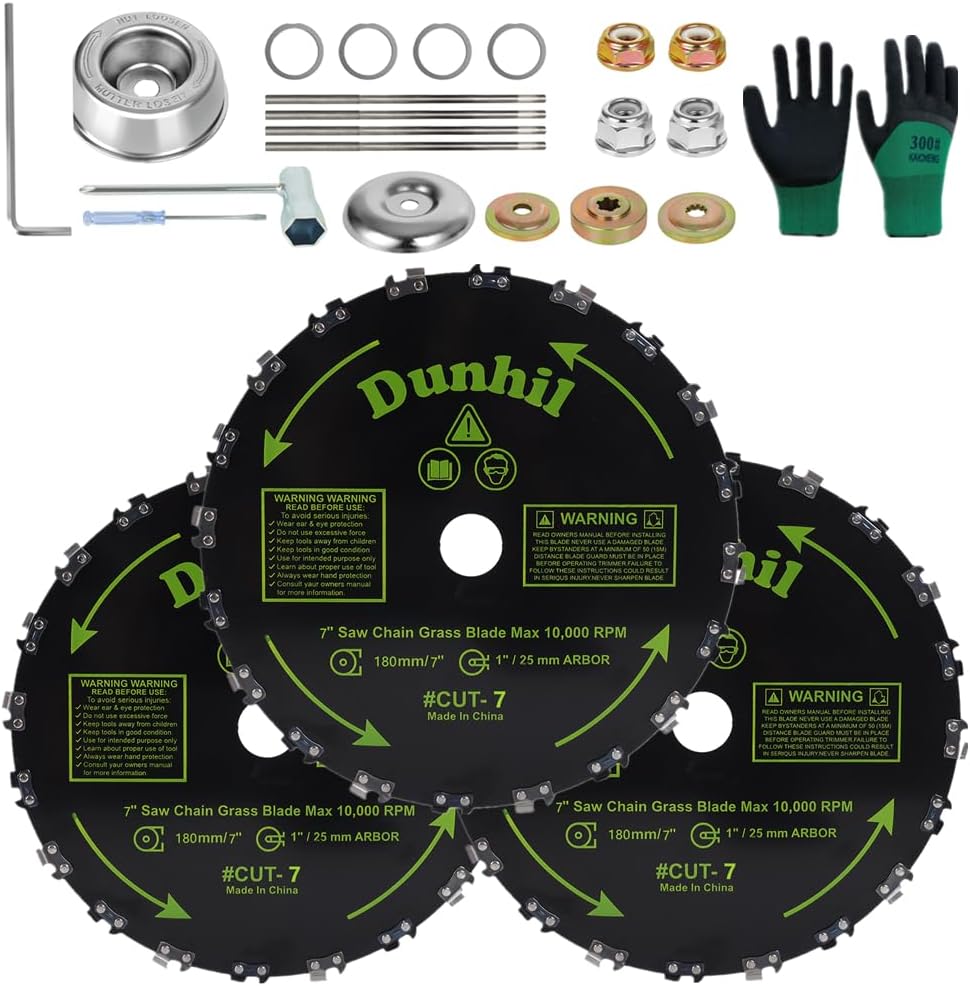 3 Pack 7in Chainsaw Tooth Brush Blades for Brush Cutters