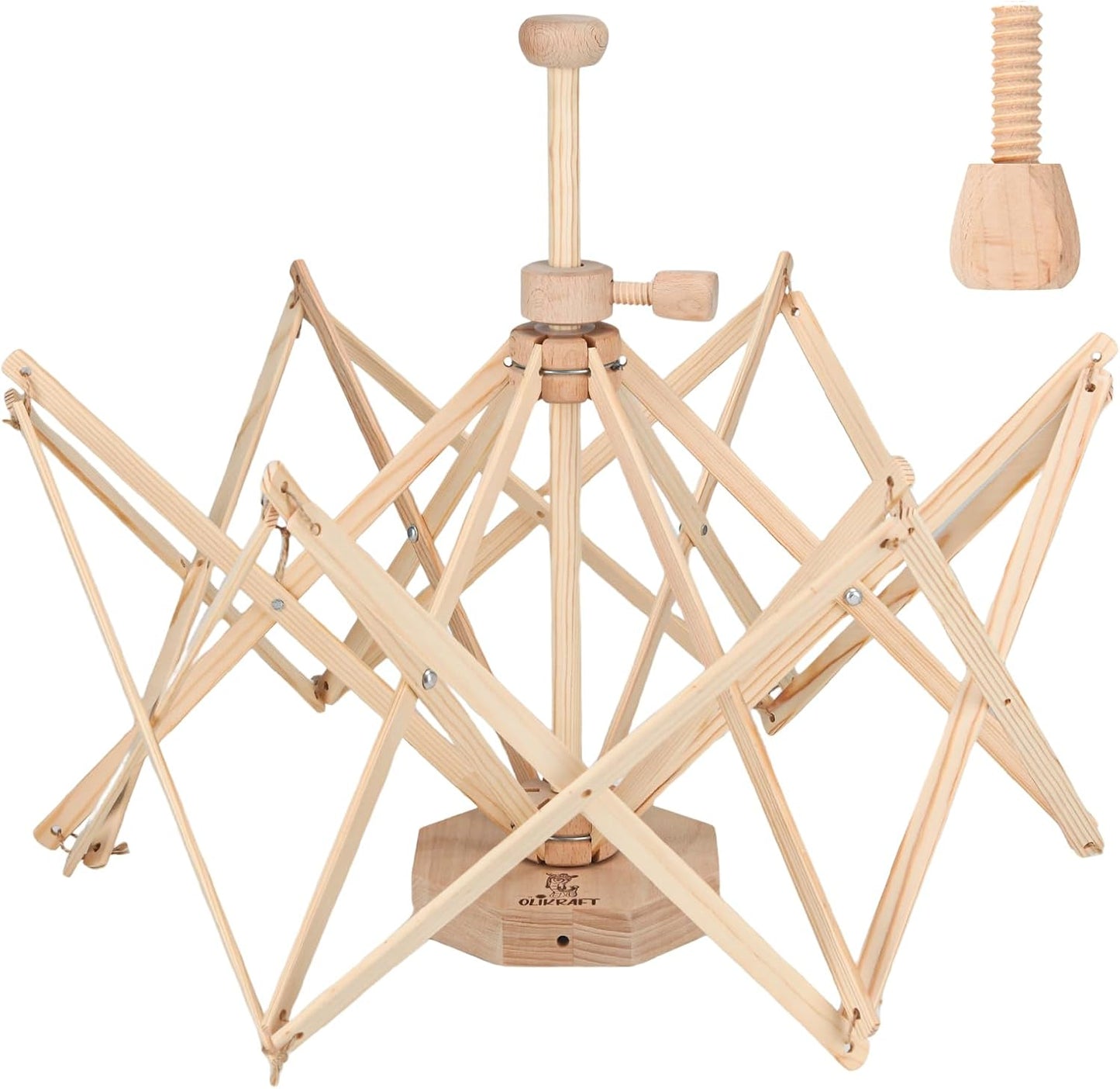 Olikraft Wooden Yarn Swift - Lightweight Reverse Umbrella Winder