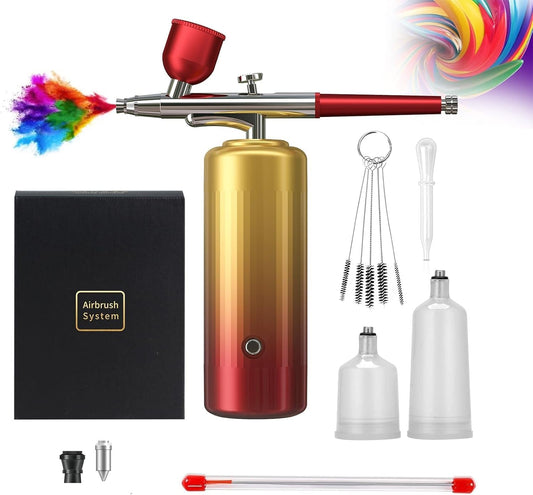 Portable Cordless Airbrush Kit - Dual Action, Rechargeable, 32PSI