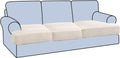 Stretch 3 Piece T Cushion Sofa Slipcovers Ivory - Thick Jacquard Fit