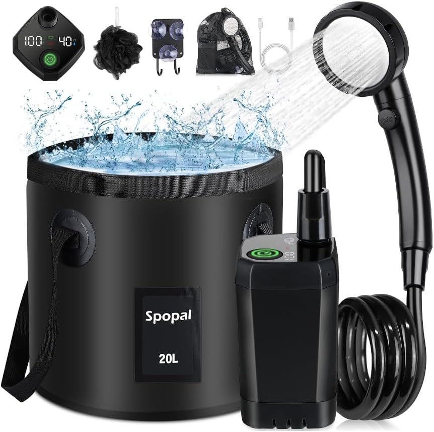 Spopal Portable Shower for Camping: Rechargeable Outdoor Kit