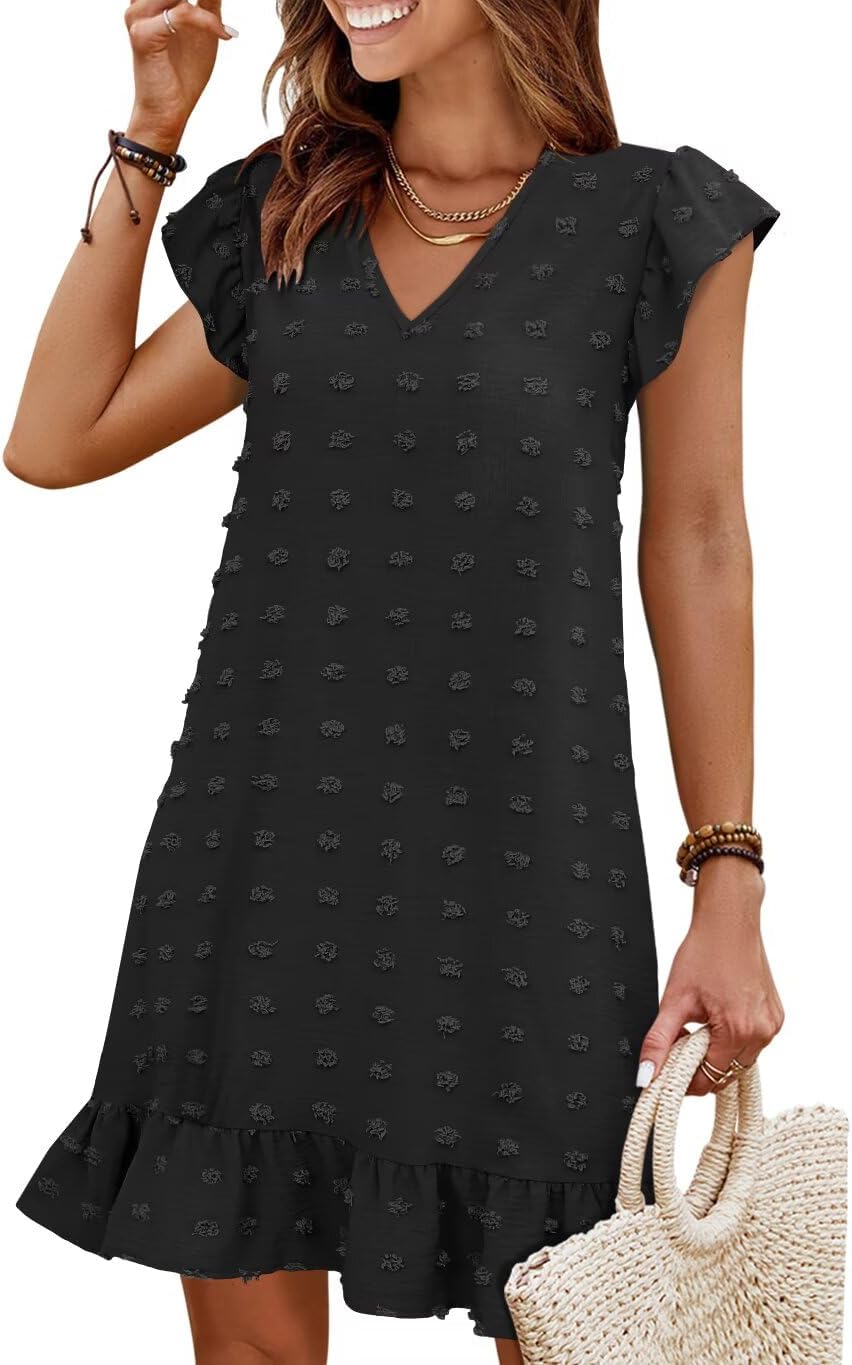 QACOHU Spring Summer Dresses for Women with Ruffle Hem Style