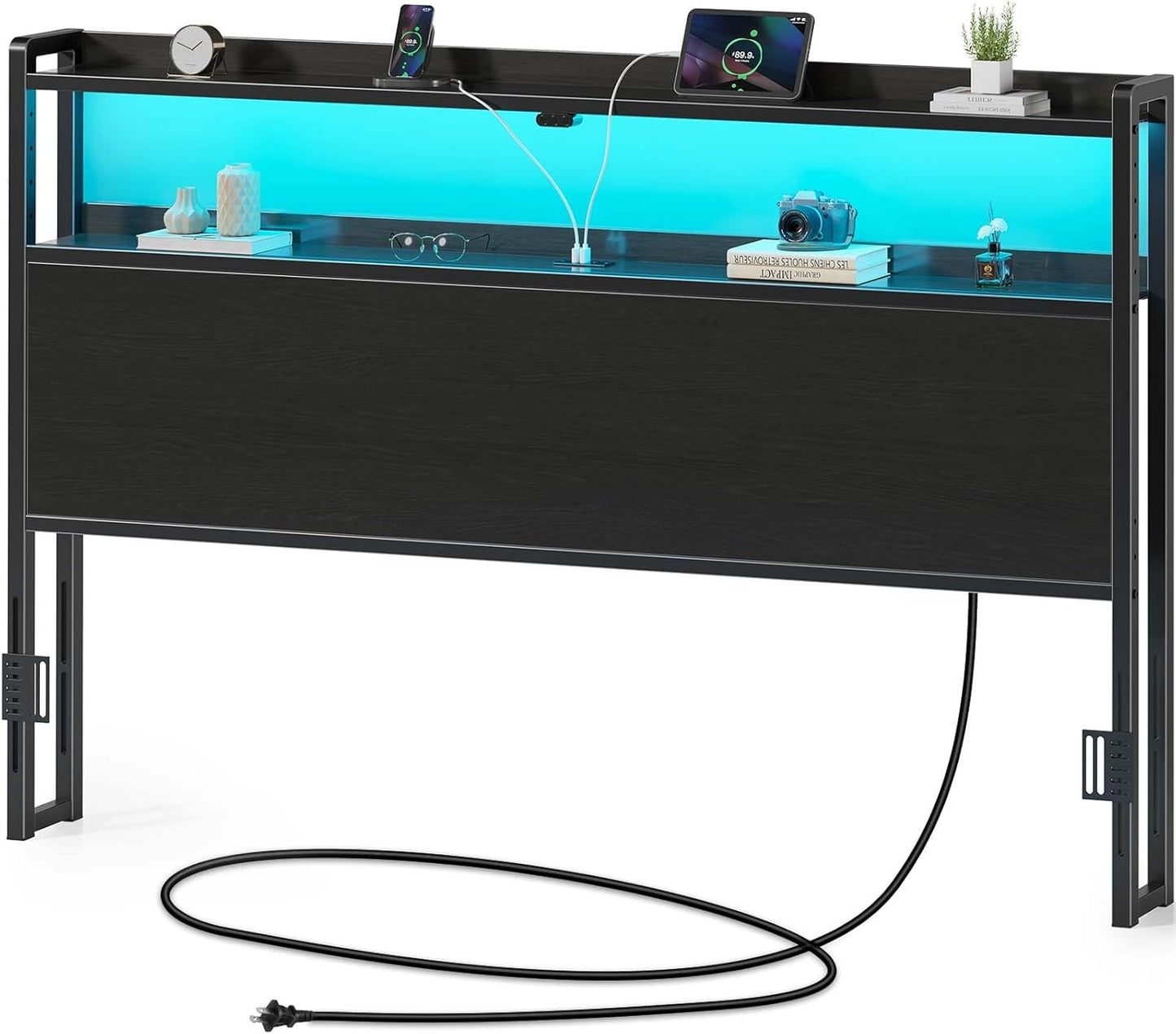 Rolanstar Headboard for Queen Bed with LED Lights & USB Ports