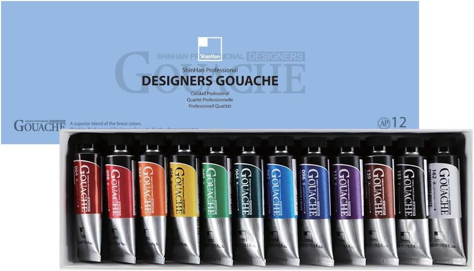 ShinHan Professional Designer Gouache 12 Colors Set for Artists