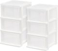 IRIS USA Plastic Drawer Storage Organizer, 3-Drawers 2-Pack - Narrow
