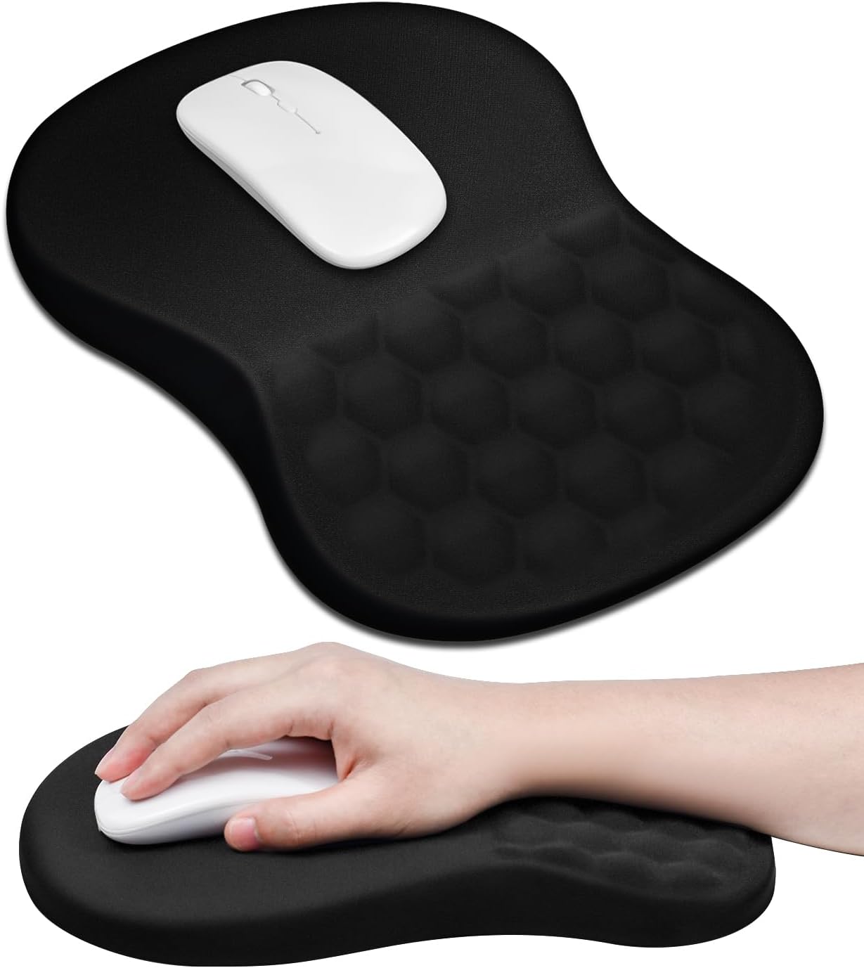 JIKIOU Ergonomic Mouse Pad with Massage Wrist Support for Pain Relief