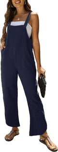 Cotton Linen Adjustable Bib Overalls Jumpsuit - Casual Wide Leg
