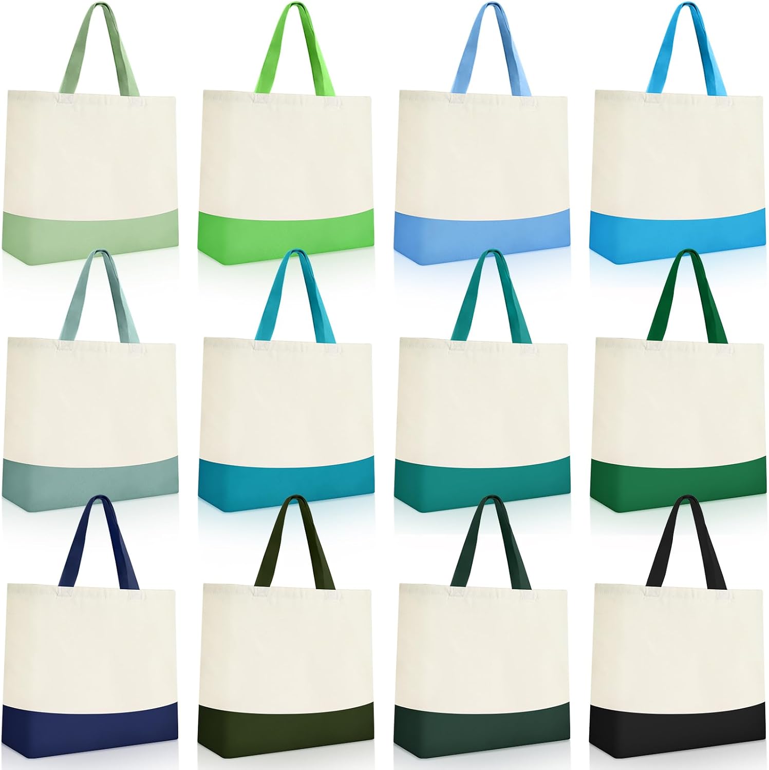 Epakh 12 Pack Canvas Tote Bags for Grocery Shopping and Travel