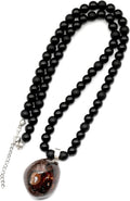 Black Onyx Gemstone Necklace with Natural Tourmaline Pendant - Women's