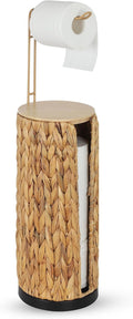 Freestanding Rattan Toilet Paper Holder with 3-Roll Storage - Boho