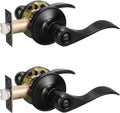 KNOBWELL Matte Black Door Lever Privacy Knobs 2 Pack - Easy Install