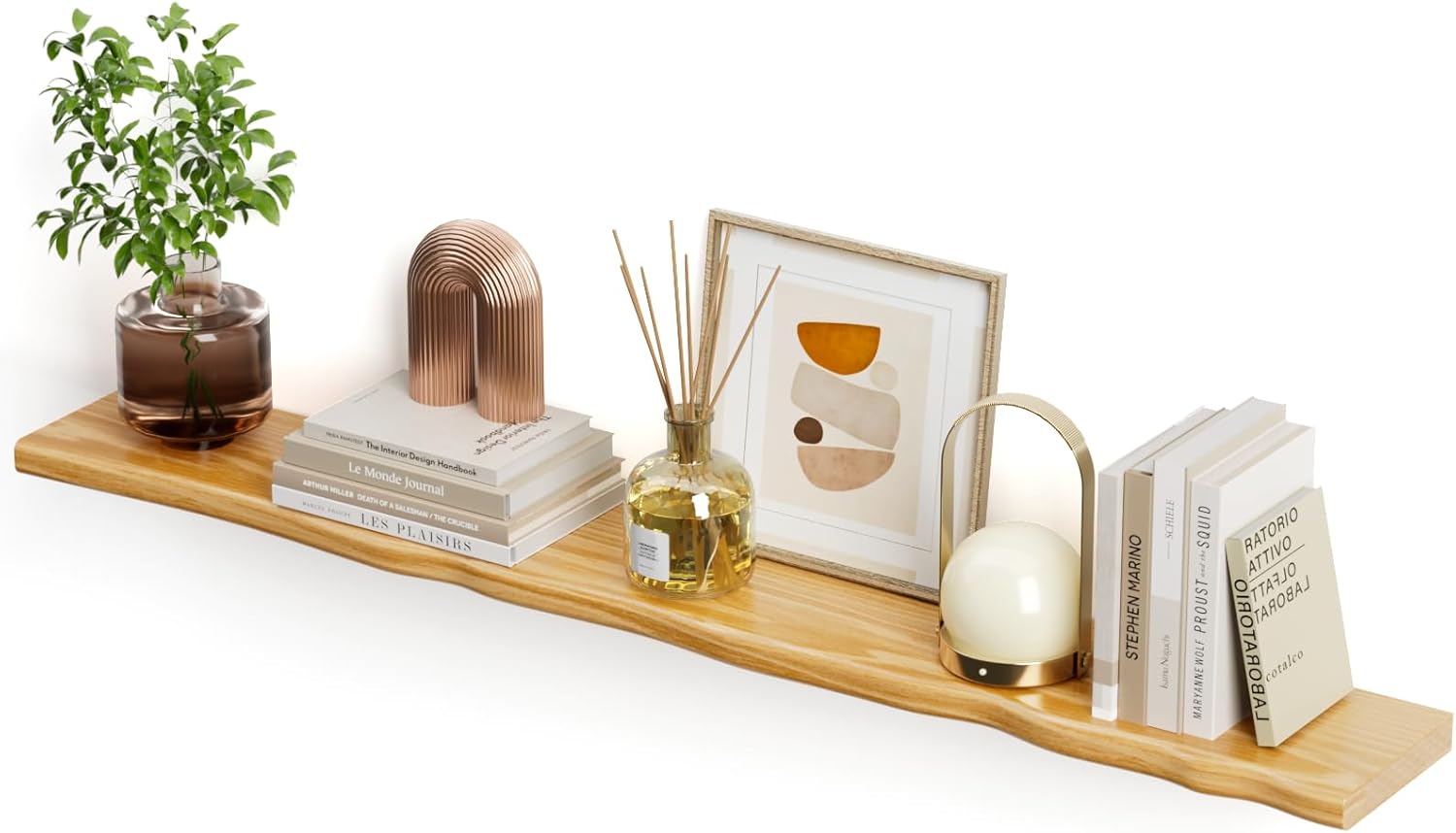 Rustic Floating Shelves for Wall - 55 Inch Wooden Shelf Design