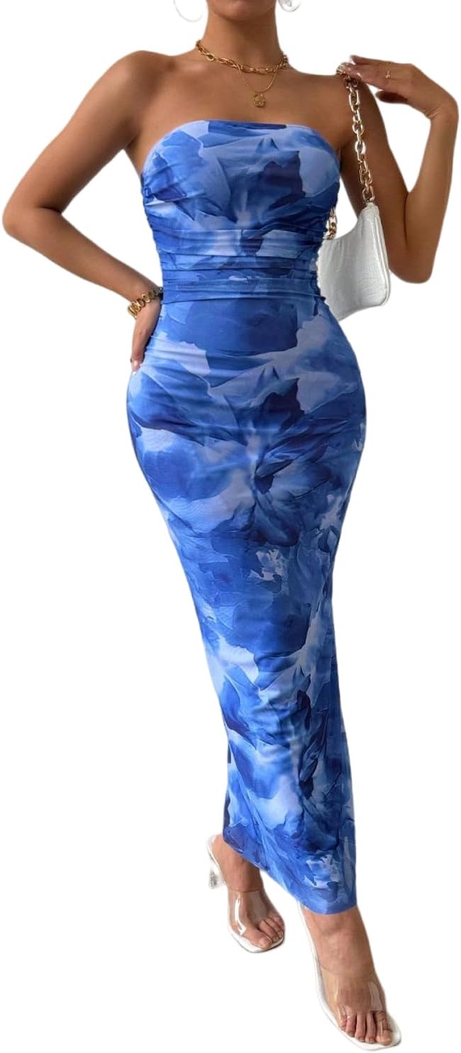 LIGHT DOT Women's Summer Dress Strapless Bodycon Maxi Style