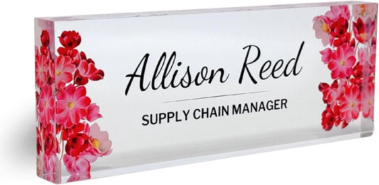 Customized Clear Acrylic Thick Desk Name Plate Block for Office