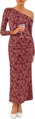 Off Shoulder Bodycon Maxi Dress - Elegant Fall Floral Cocktail
