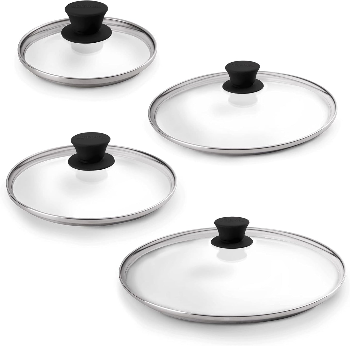 Cuisinel Glass Lids Set - Lodge Cast Iron Compatible - Fully Assembled - Oven Safe - Universal Cookware Upgrade