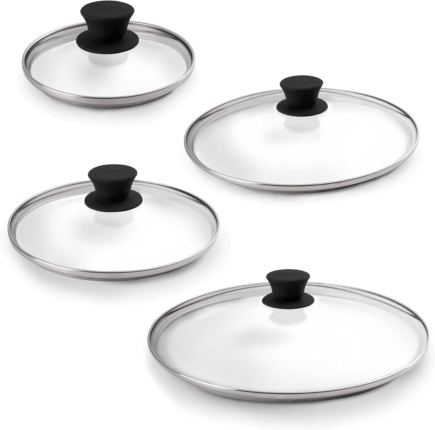 Cuisinel Glass Lids Set - Lodge Cast Iron Compatible - Fully Assembled - Oven Safe - Universal Cookware Upgrade