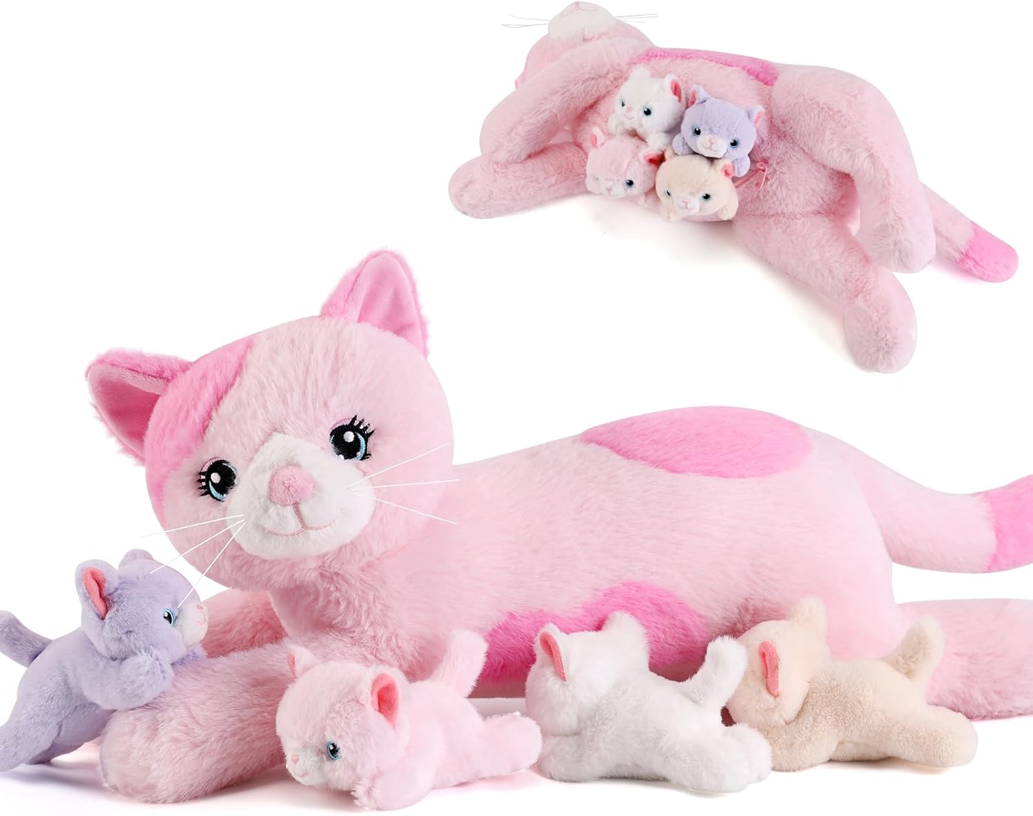 5 Pieces Cat Stuffed Animals with Surprise Kittens Inside