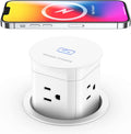 Pop Up Outlet with 15W Wireless Charger - Compact Countertop Power Hub