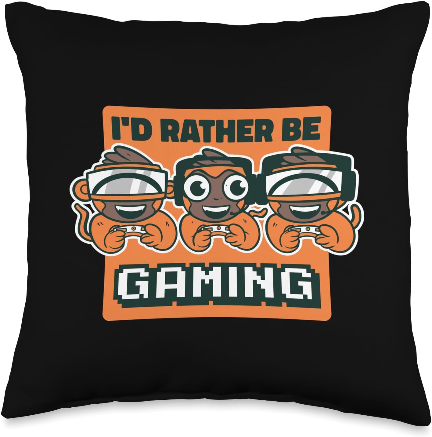 Funny Gamer Monkeys Video Game Throw Pillow