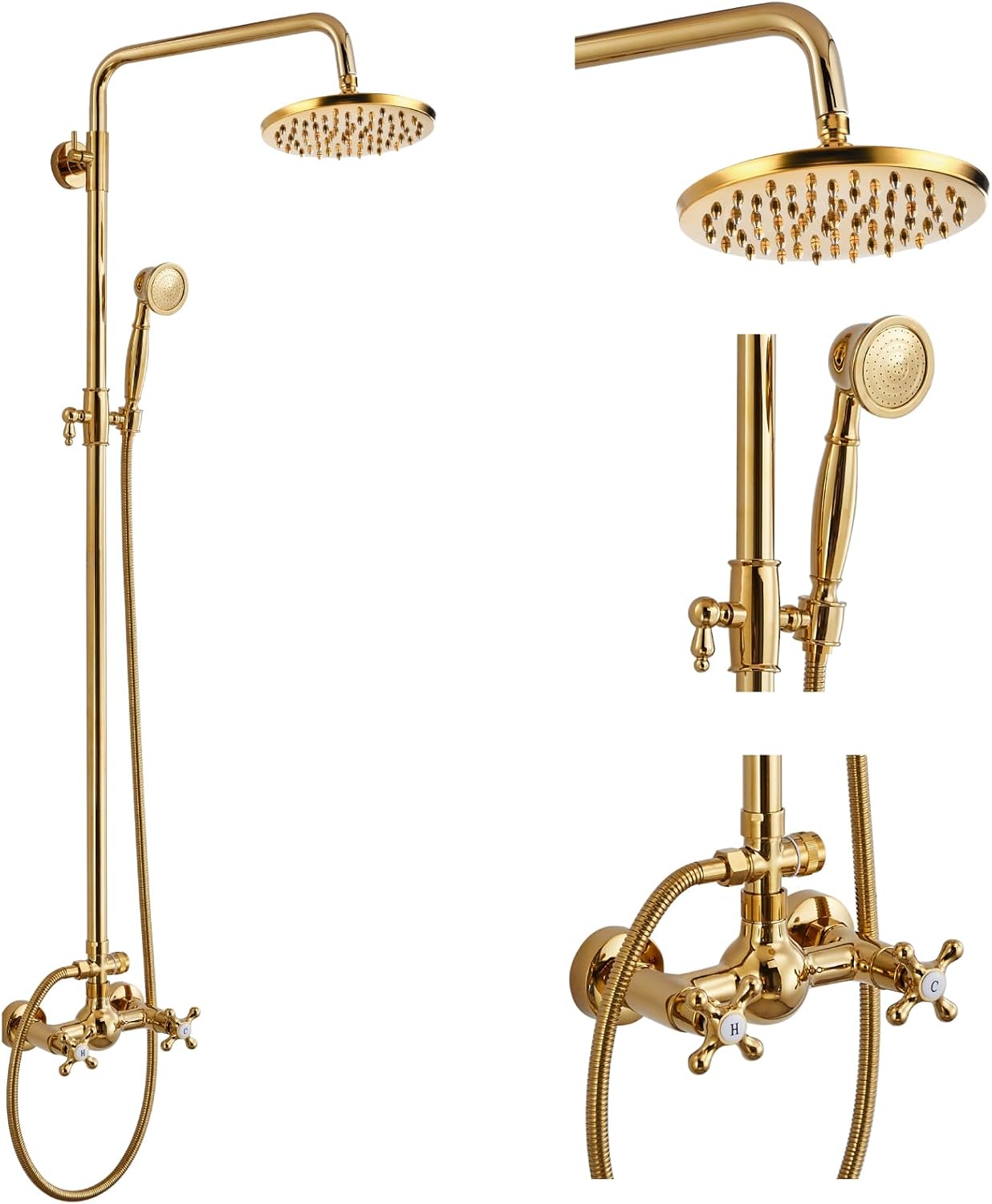 Gotonovo Exposed Bathroom Shower Faucet Set with Rainfall Head