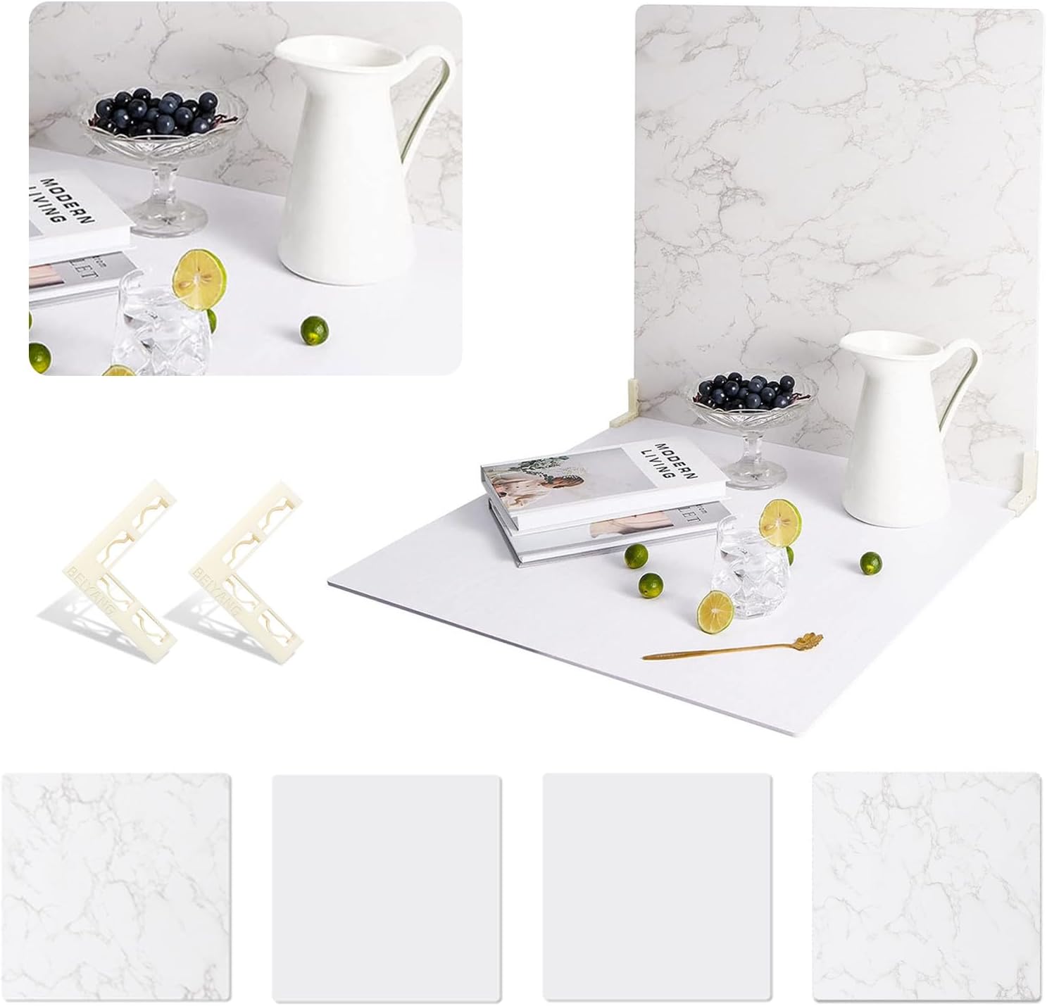 2 PCS Marble Texture Photo Backdrop Boards for Food Photography