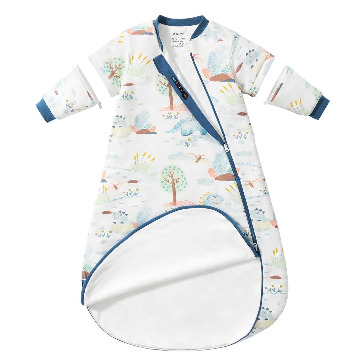 Baby Sleep Sack 6-12 Months with Detachable Sleeves for Comfort