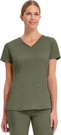 Healing Hands Juliet V-Neck Scrub Top with Yoga Knit Sides - Slim