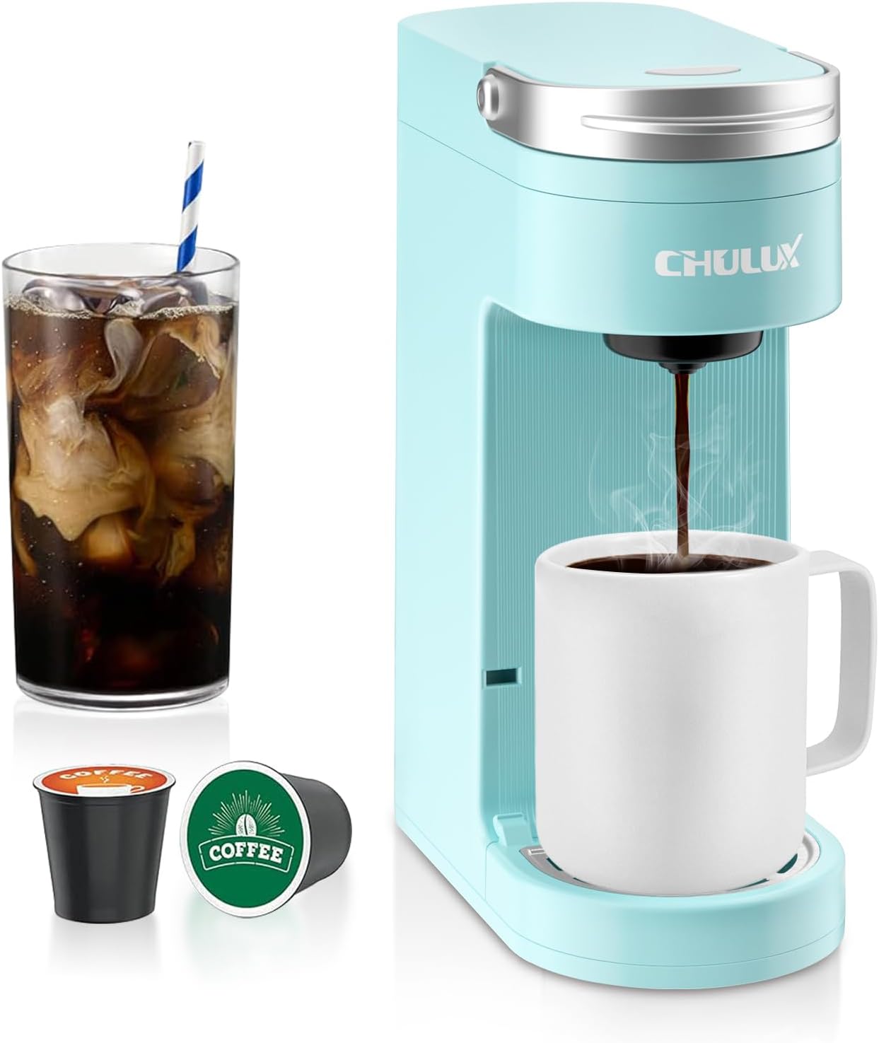 CHULUX Slim Single Serve Coffee Maker for Travel & Home Use