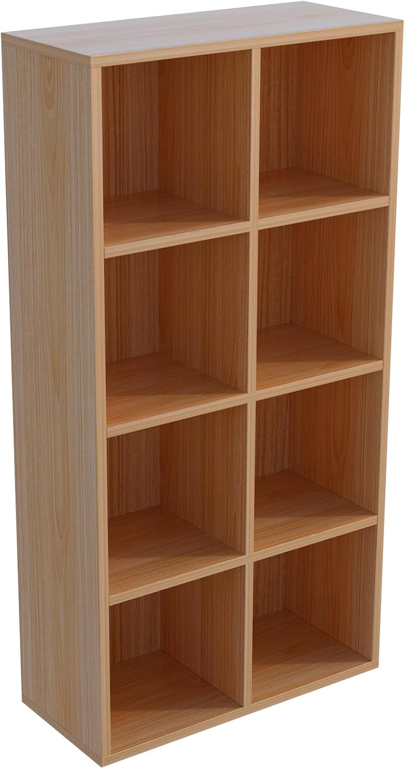 8-Cube Storage Shelf Bookcase - Versatile Wooden Display Cabinet