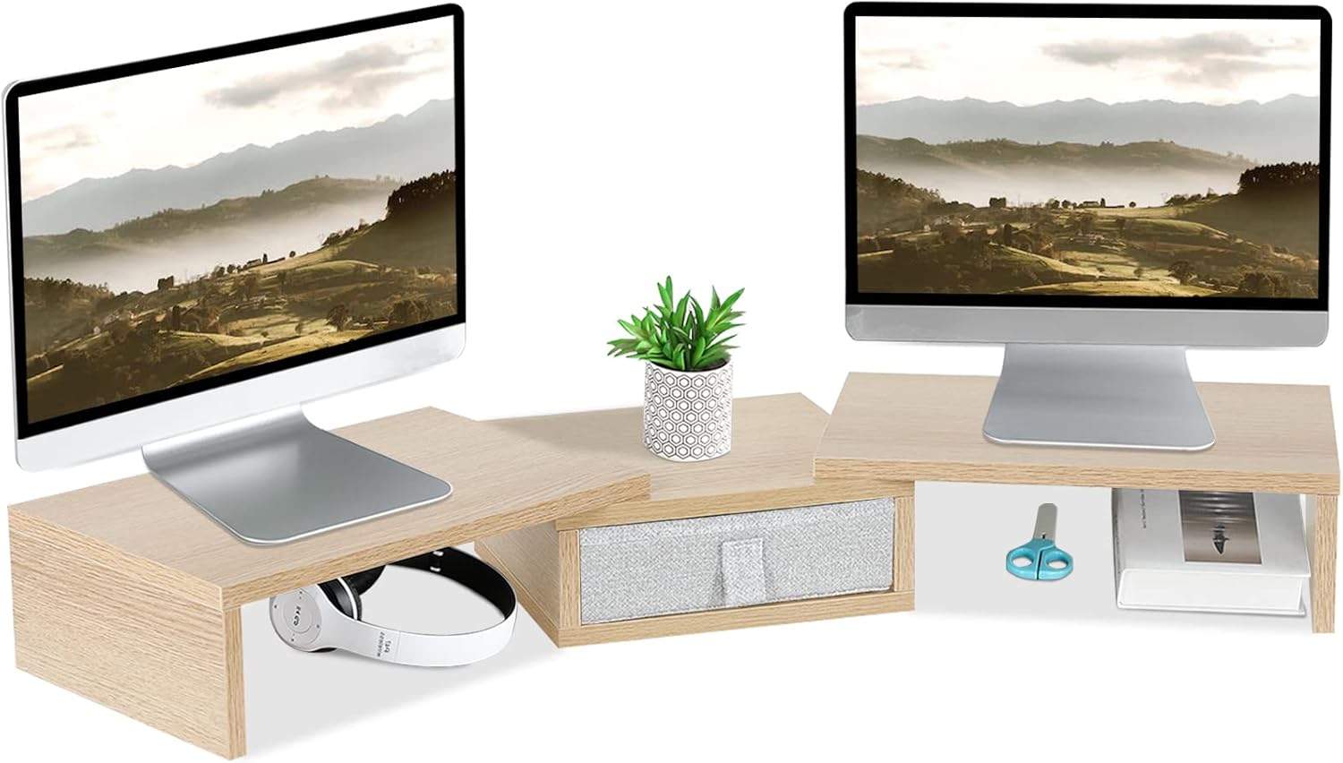 TEAMIX 3 Shelf Monitor Stand Riser with Adjustable Features