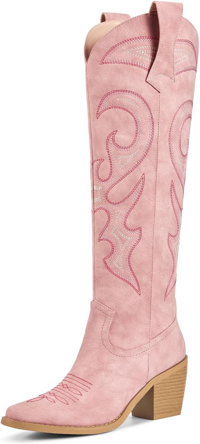 Stylish Knee High Cowgirl Boots for Women with Rhinestones