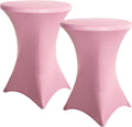 Yomeri Pink Spandex Table Cover Duo - Stretch Round Tablecloths for Elegant Events!